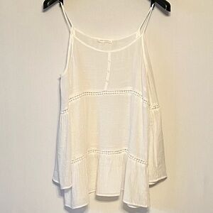 Haute Society, woman’s spaghetti striped white polyester blend, size L